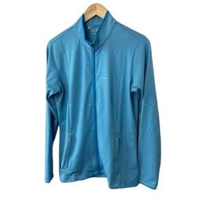 Adidas GOLF Climalite Blue & White Stripe Full Zip Jacket Women's Large Pockets